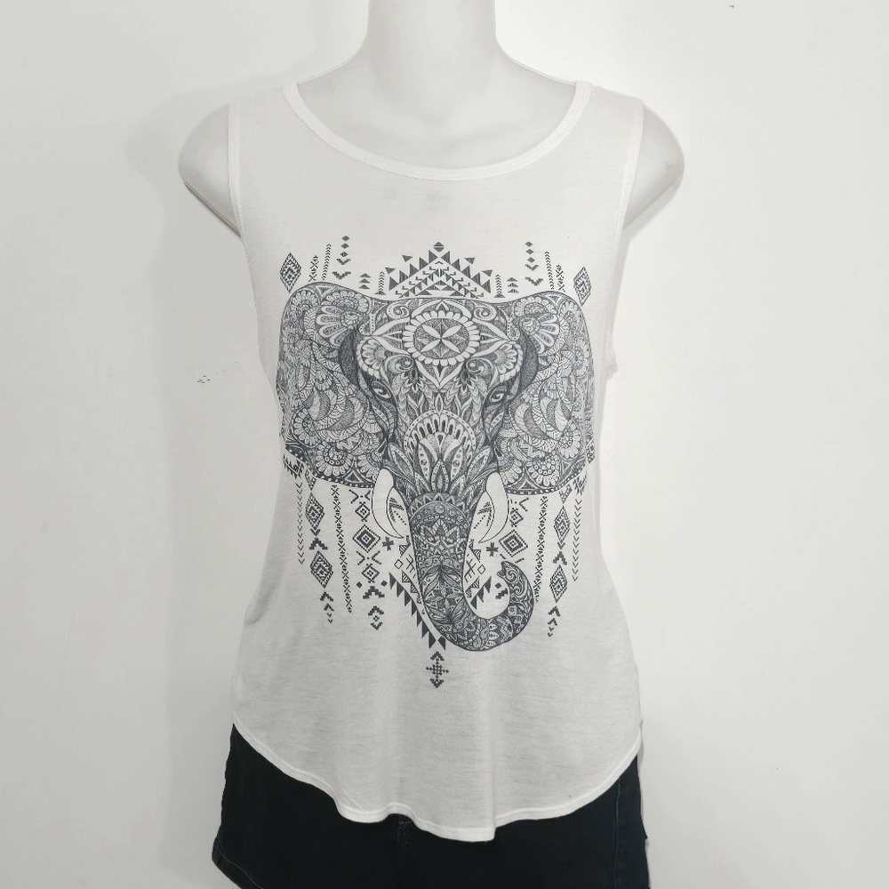 Women's White Elephant Graphic Lightweight Tank Top